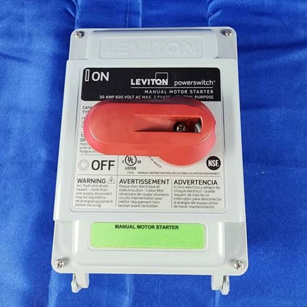 LEVITON Powerswitch
MANUAL MOTOR STARTER 30AMP 600 VOLT AC MAX.